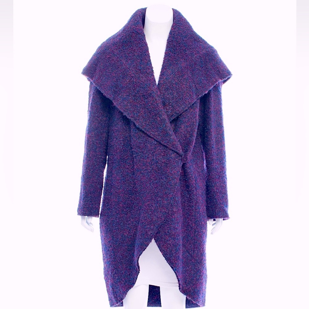 Zac Posen Cobalt & Plum Purple Boucle Coat Women’s Size Large NWT